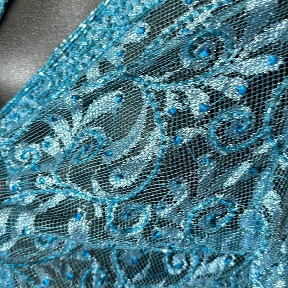 Long line mesh lace cardigan beaded rhinestone fairycore whimsical artsy western - Picture 3 of 6